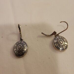 Napier Silver toned Medallion Dangle Earrings